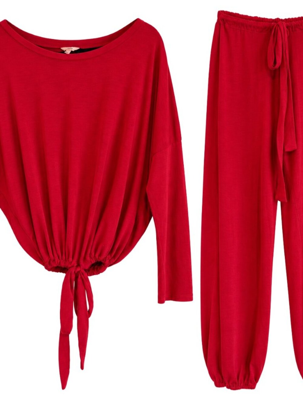 Eberjey Medium Red Dolman Drawstring Top Jogger Pants Two Piece Pajama Set